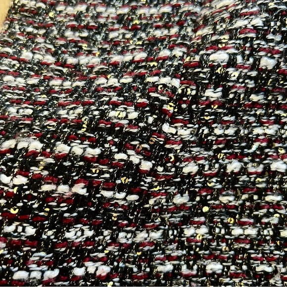 Calvin Klein Metallic Silver Sequins Women's Open Front Tweed Textured Jacket 16 - Picture 8 of 12